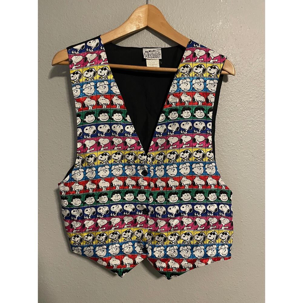 Vintage Peanuts Vest Mens Medium Large Cartoon Snoopy Comic Characters 90s